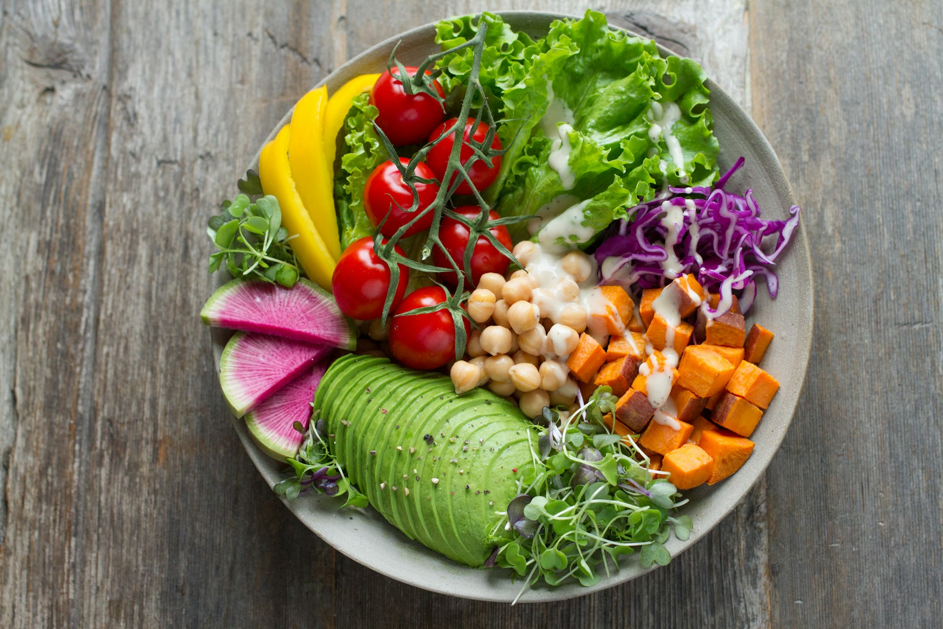 Fresh colorful salad bowl